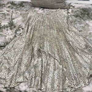 ASOS DESIGN mono leopard satin pleat midi skirt